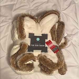 Martha Stewart Collection Fur Trim Throw